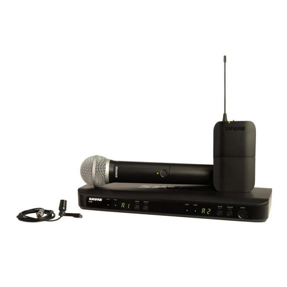 Shure BLX1288/CVL Wireless Combo System with PG58 Handheld and CVL Lavalier - 512 MHz to 542 MHz Operating Frequency - 50 Hz to 15 kHz Frequency Response - 299.87 ft Operating Range