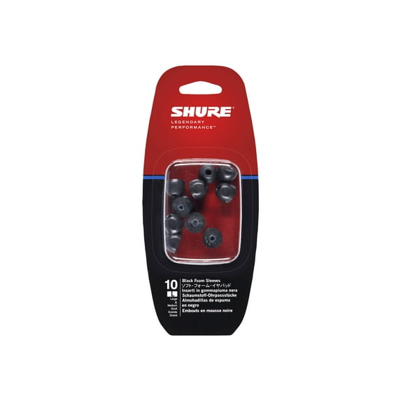 Shure EABKF1 - Ear sleeves for headphones - black (pack of 10) - for Shure E3c, E4c, E500PTH, E5c, SE110, SE115, SE210, SE310, SE420, SE530; i Series i3c, i4c