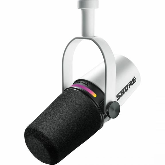 Shure MV7+ Dual-Output Cardoid Wired Dynamic Podcast Microphone, White MV7+-W