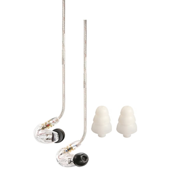 Shure SE215-CL Sound Isolating In Ear Stereo Earphones Clear with 3 Pairs of Triple Flange Sleeves for Better Sound Isolation