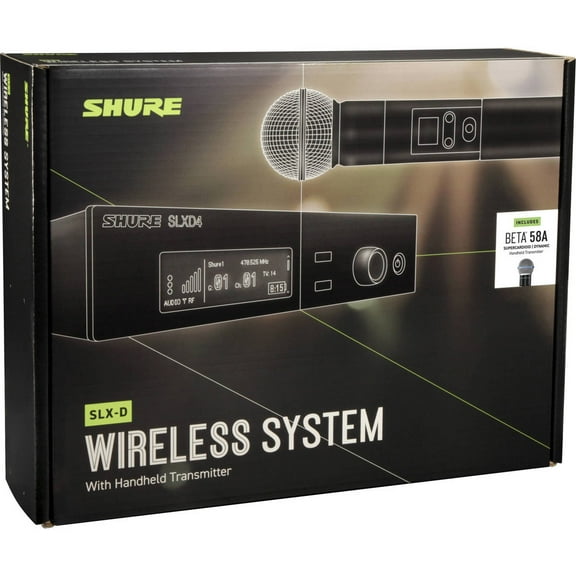 Shure SLXD24/B58 Single-Channel Digital Wireless Vocal System with Beta 58 Microphone Capsule, G58: 470-514MHz
