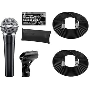 Shure SM58-LC Cardioid Dynamic Vocal Microphone + Extra Two 2 XLR Cables Bundle