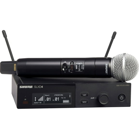 Shure Wireless System with SM58 Handheld Transmitter - 514 MHz to 558 MHz Operating Frequency - 20 Hz to 20 kHz Frequency Response - 328.08 ft Operating Range