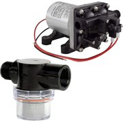 Shurflo 12 V RV Water Pump 3.0 GPM - 4008-101-A65 / E65 & 1/2" | RV Plumbing & Camper Water Pump | Twist-On Optional Pipe Strainer Bundle | Each Has A Unique Design - (Receive 1 Pump with Strainer)