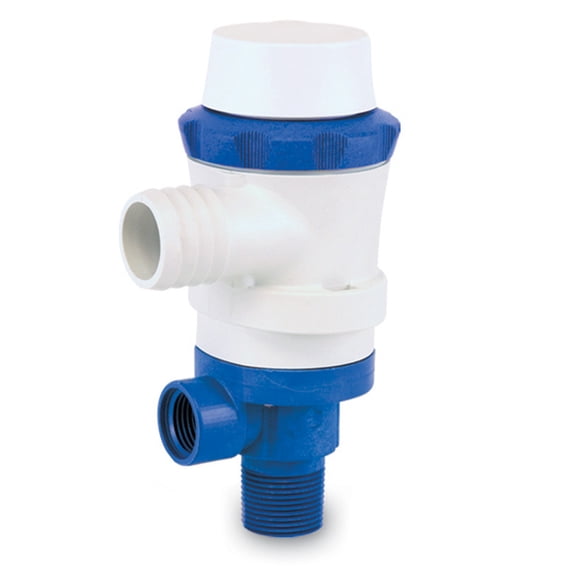 7" White and Blue Shurflo by Pentair Piranha Livewell 600 Pump 12 VDC 600 GPH
