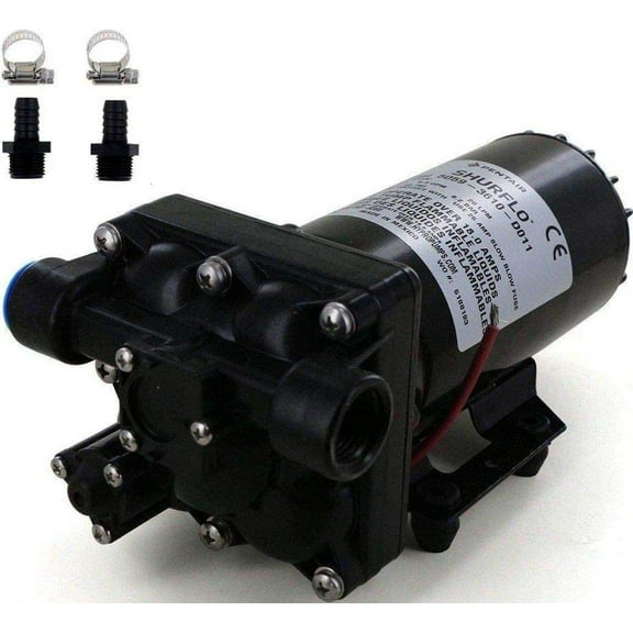 Shurflo 5059-3610-D011 Bypass 12V Diaphragm Pump with Male 1/2-Inch Hose Barb Kit (Bundle, 2 Items)