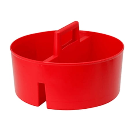 9" Red Contemporary Round Bucket Caddy