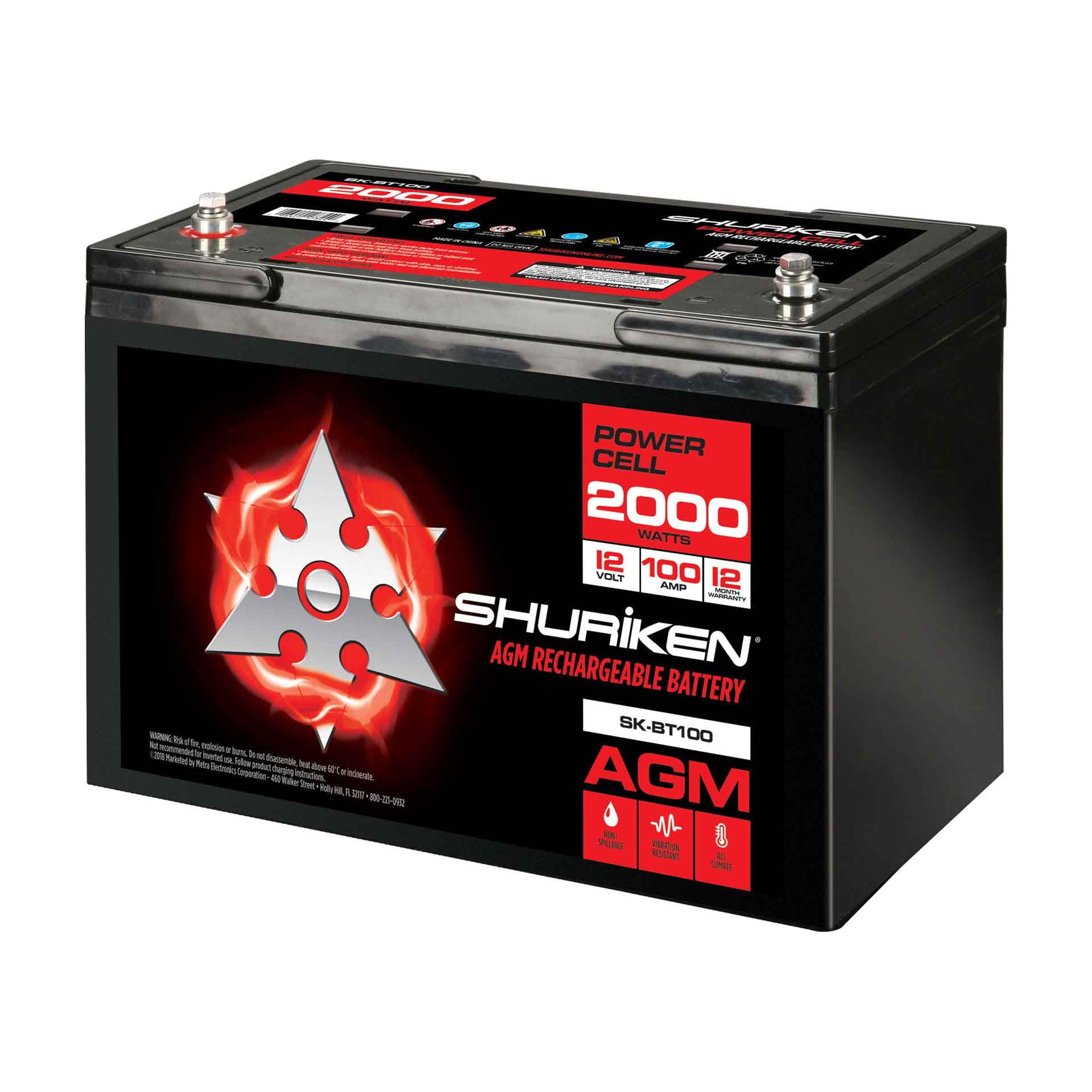 Shuriken SK-BT100 High Performance 2000W Car Battery 100 AMP Hours