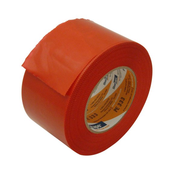 Shurtape PE-333 Economy Stucco Masking Film Tape: 4 in x 60 yds. (Red with Serrated edge)