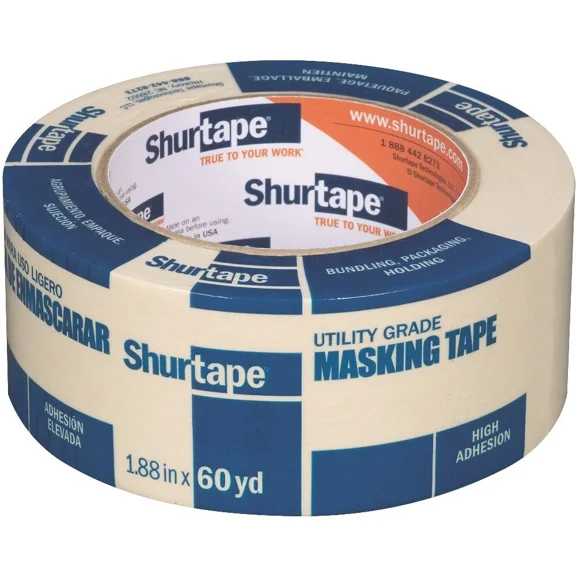 Shurtape Cp 83 Utility Grade, High Adhesion Masking Tape, 48Mm X 55M, Natural