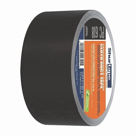Shurtape Duct Tape,Black,2 13/16inx60 yd,PK16 PC 618 BLK-72mm x 55m-16 rls/cs