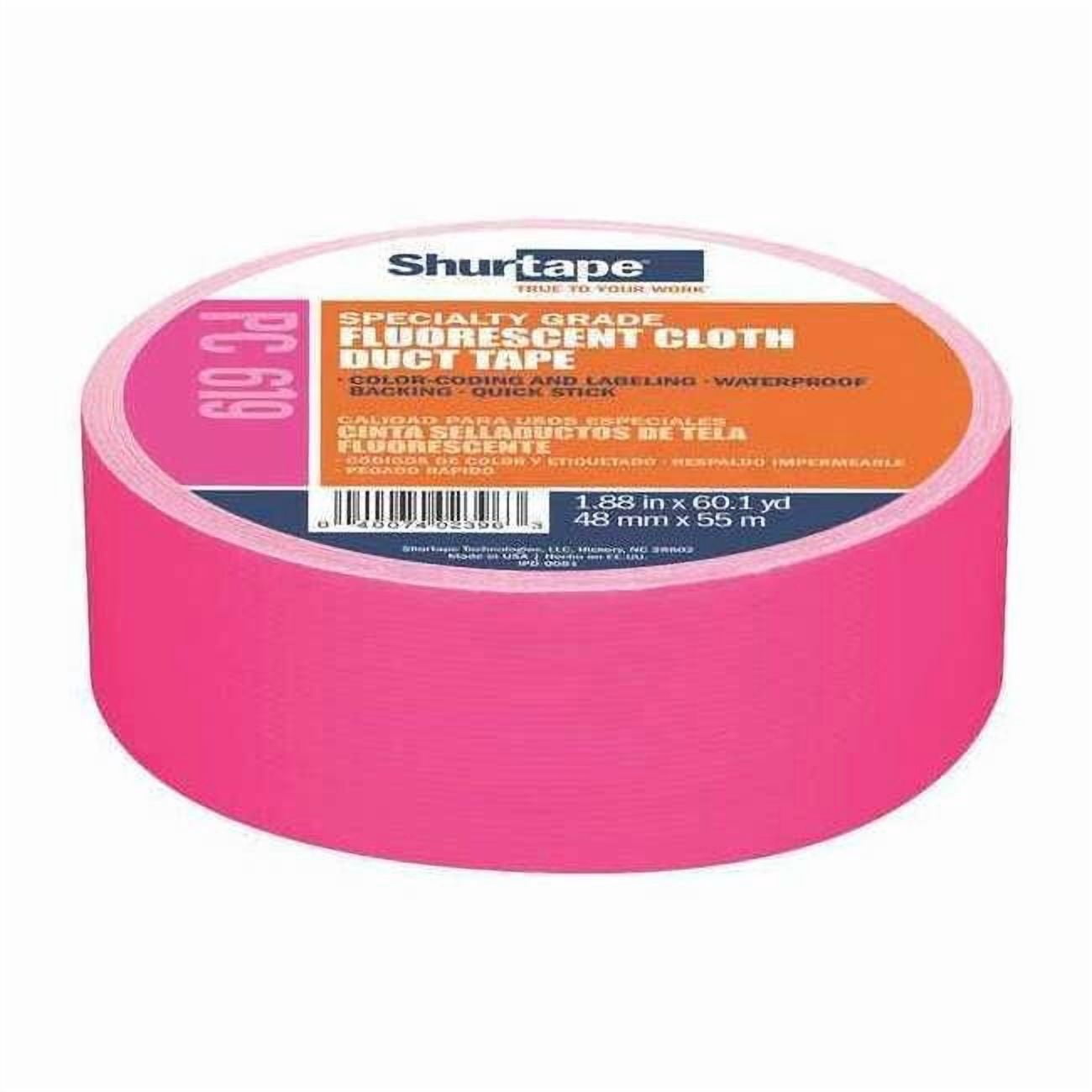 Shurtape Duct Tape, Pink, 60-1/8 yd L, 1-7/8 in W 105485