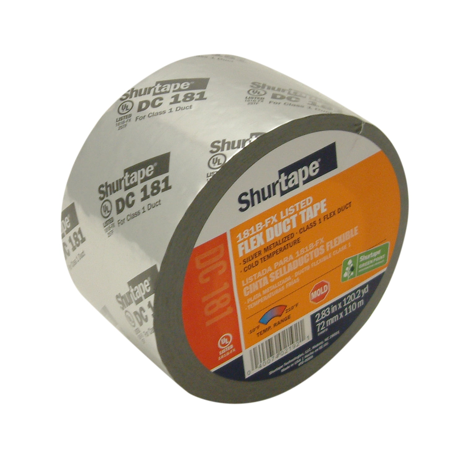 Shurtape Duct Tape,Silver,2 13/16inx120yd,2.7 mil DC 181