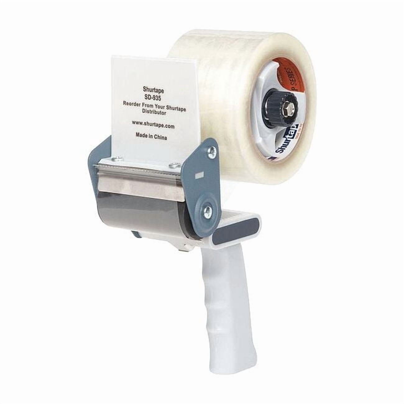 Tape Dispenser, 3 in Max. Tape Width. 6 1/4 in Tape Core Dia, Pistol, Plastic, Gray 909535