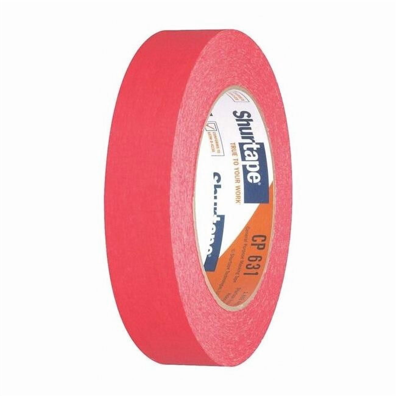 Masking Tape, 24 mm W x 55 m L, 4.9 mil Thick, Red, Rubber Adhesive, 36 PK 183263