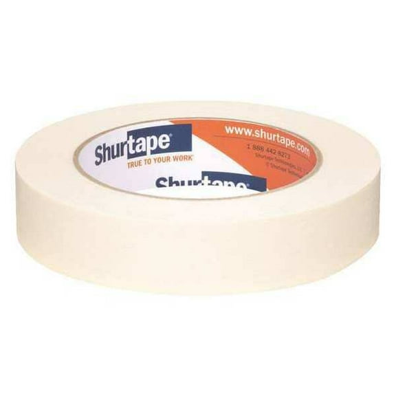 Masking Tape, 24 mm W x 55 m L, 4.6 mil Thick, Tan, Rubber Adhesive, 36 PK