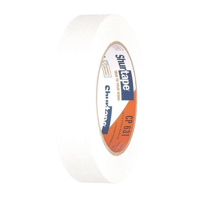 Masking Tape, 24 mm W x 55 m L, 4.9 mil Thick, White, Rubber Adhesive, 36 PK 147907