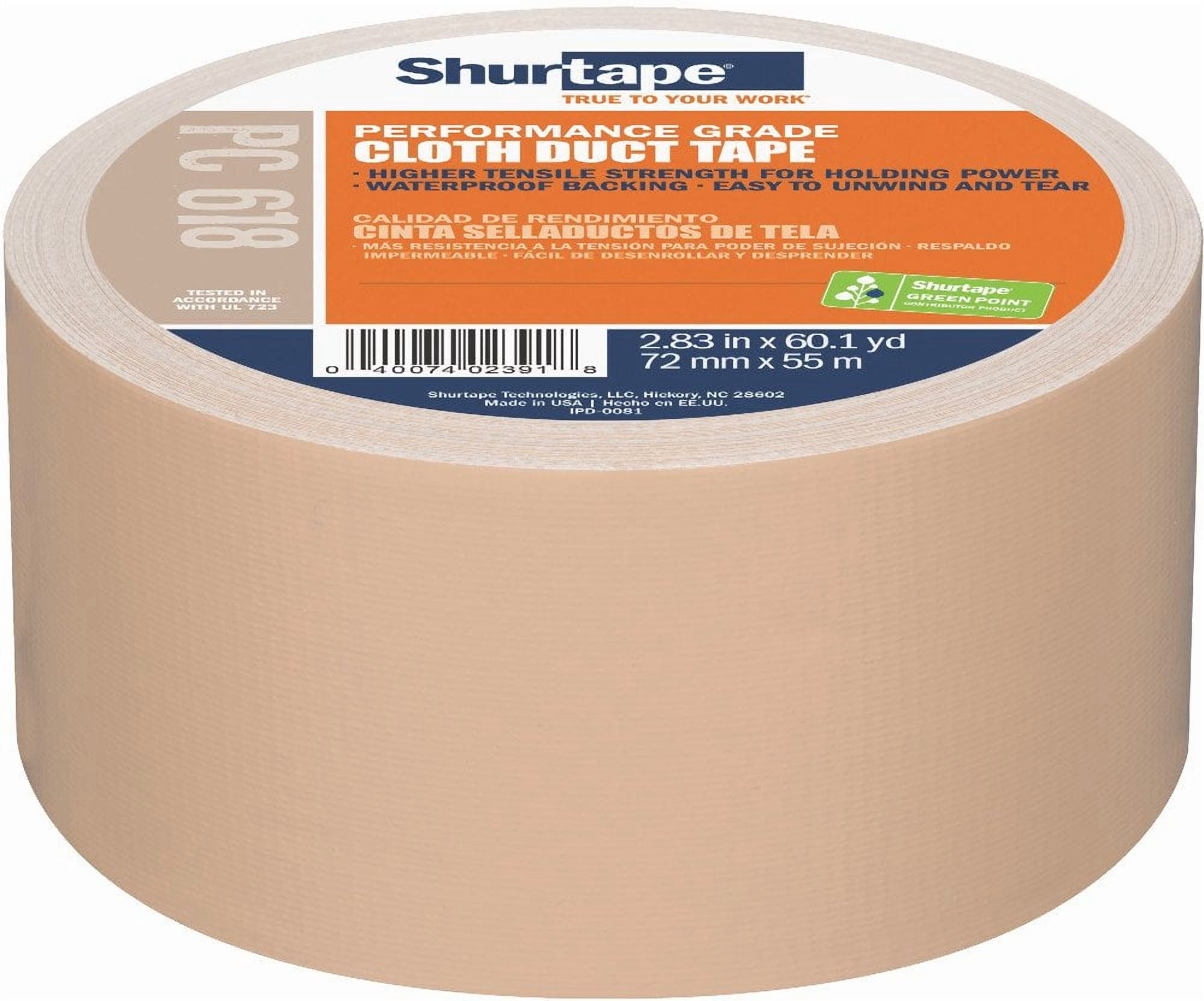 Shurtape PC 618 Performance Grade, Colored Cloth Duct Tape, Excellent Holding Power, 72mm x 55m, Beige, 1 Roll (207706) CA1