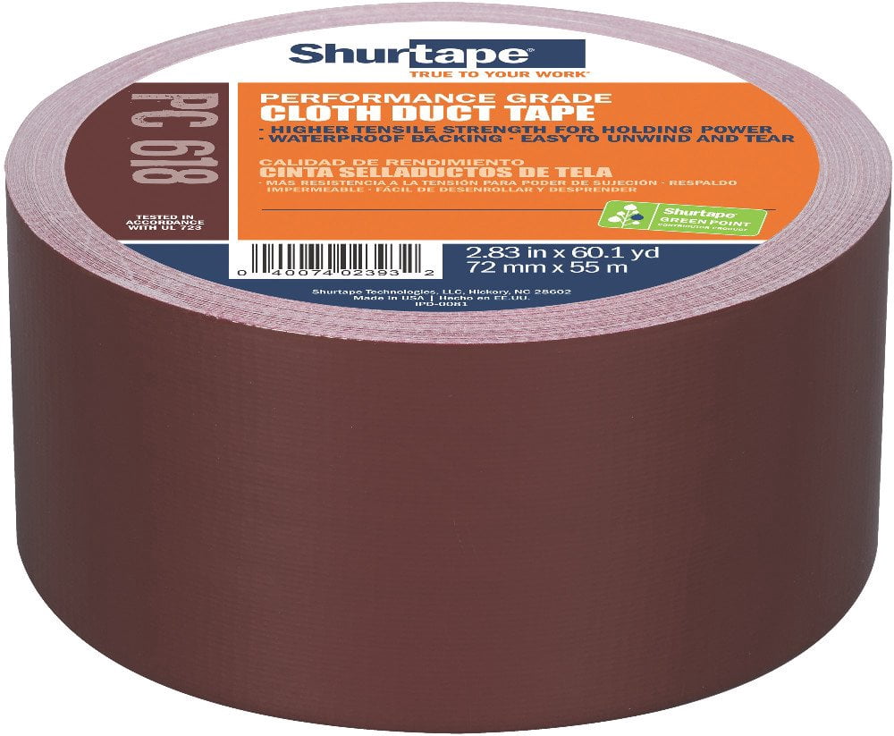 Shurtape PC 618 Performance Grade, Colored Cloth Duct Tape, Excellent Holding Power, 72mm x 55m, Burgundy, 1 Roll (200378) CA1