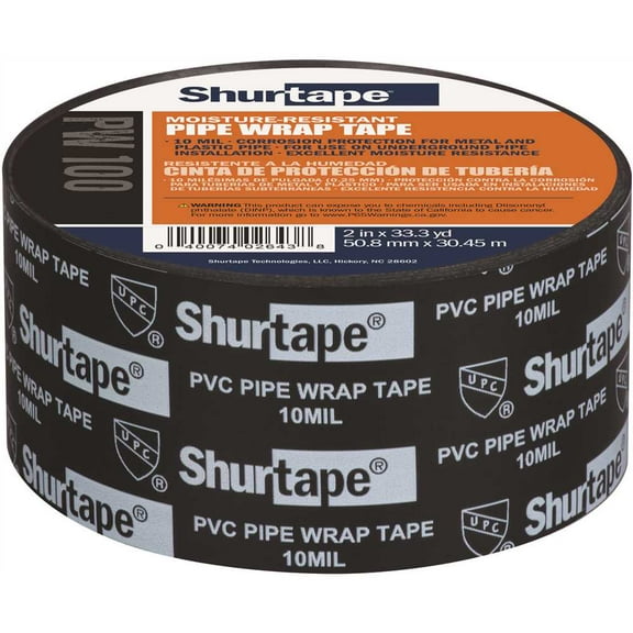 Shurtape Sealing Tape, Black, 33-1/4 yd L, 2 in W 104779