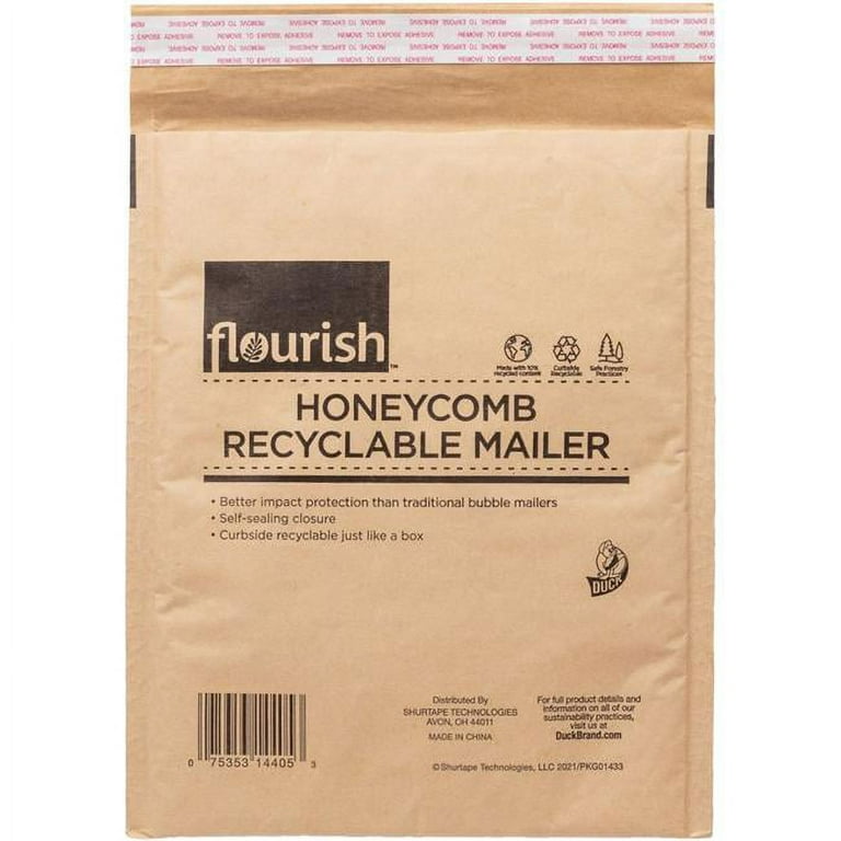 Duck Brand Flourish Honeycomb Recyclable Mailers - Mailing/Shipping - 8 4/5 Duck Brand Flourish Honeycomb Recyclable Mailers - Mailing/Shipping - 8 4/5