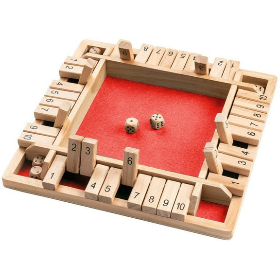 Shut The Box,Close The Box Game,Wooden Mathematic Traditional Pub Board Dice Game Travel,2-4 Player Family Wooden Board Table Math Games Classroom,Home,Party or Pub(Red 9in)