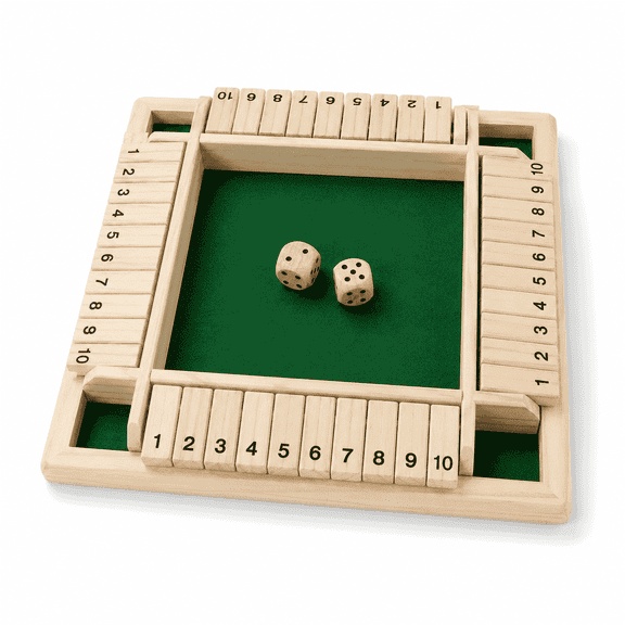 Lonmuju Generic Shut The Box Wooden Number Board with 2 Dice, 1-4 Players, Family Math Activity
