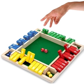 Shut The Box Dice Game,2-4 Player Family Wooden Board Table Math Games for Adults, 8 Dices Classics Tabletop Version Games for Classroom,Home,Party or Pub