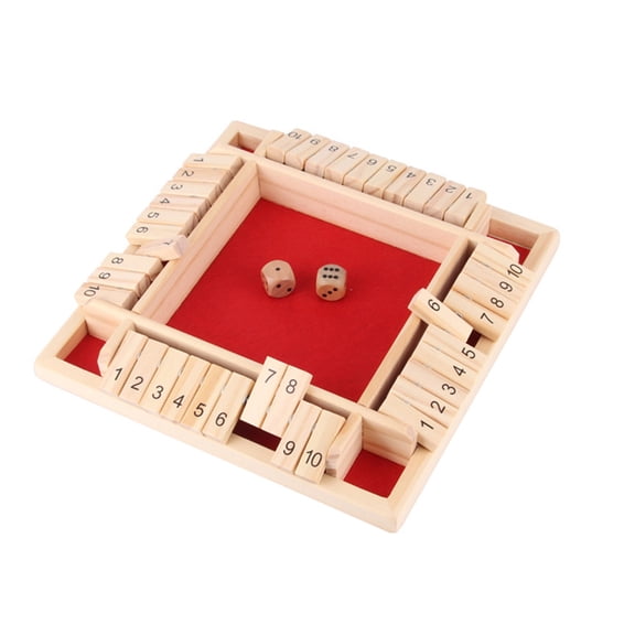 Shut The Box Dice Game, 2-4 Players Classic Board Game for Adults, Wooden Tabletop Game with Dices and Instruction,Math Strategy Game for Family & Party
