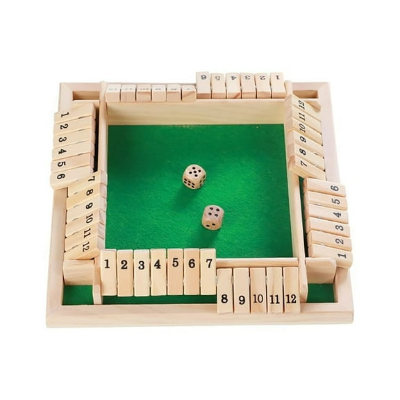 Shut The Box Dice Game,Wooden Board Table Math Game,2-4 Player Family Classics Tabletop Version Games with Instruction for Adults and Kids for Classroom,Home,Party,or Pub