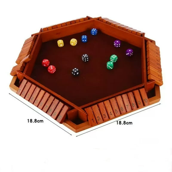 Shut The Box Game: 2-6 Player Wooden Board Math Game with 2-12 Dice | Educational Family Night Entertainment | Classic Pub Style | Funny Family Board Games (Colorful-Round 4 Players)
