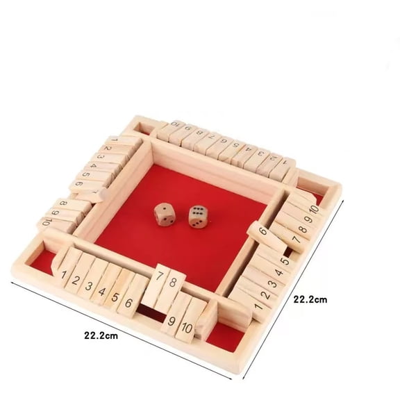 Shut The Box Game: 2-6 Player Wooden Board Math Game with 2-12 Dice | Educational Family Night Entertainment | Classic Pub Style | Funny Family Board Games (Colorful-Round 4 Players)