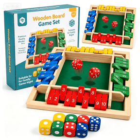 Shut The Box-Wooden Dice Board Game, Funny Family Shut The Box Game 2-4 Player, Board Games Gift for Family and Friends, Educational Table Math Games for Holiday, Party and Classroom