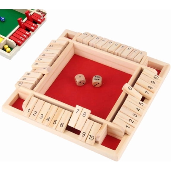Shut The Box-Wooden Dice Board Game, Funny Family Shut The Box Game 2-4 Player, Board Games Gift for Family and Friends, Educational Table Math Games for Holiday, Party and Classroom(#C)