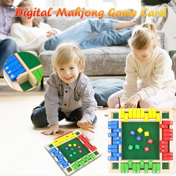 Shut The Box Wooden Dice Game, Scrambled Dice Game, Four-Sided Flip Card Toys for 2-4 Players, Improves Mathematical Skills, Suitable for Home Classroom Party Pub