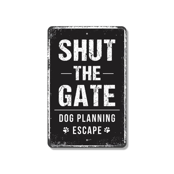 Shut Gate 8 Inch x 12 Inch Novelty Plastic Sign Keep Critters In Keep Strangers Out Durable Weatherproof UV Protected Perfect for Farms Yards Driveways Fun Gift for Ranchers Homeowners