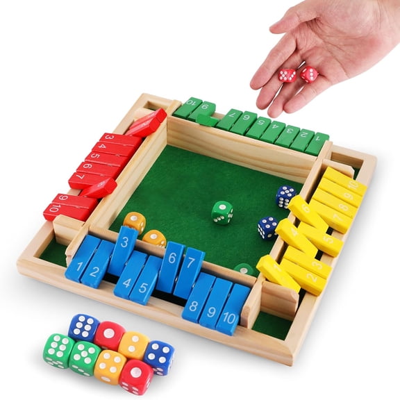 Shut The Box Dice Game 2-4 Player Family Wooden Board Table Math Games for Adults and Kids Classics Games for Classroom Home Party Pub