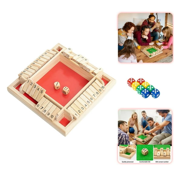 Wooden Shut The Box Dice Game for 4 Players - Family Pub Math Strategy ...