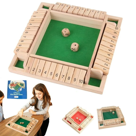 Math Games,Shut The Box Dice Game,Shut The Box Wooden Mathematic Traditional Pub Board Dice Game Travel,2-4 Player Family Wooden Board Table Math Games for Classroom,Party(Green)