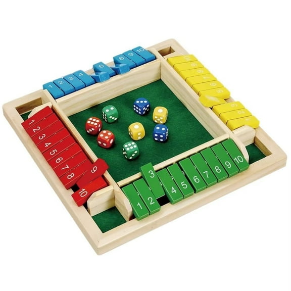 Shut The Box Dice Game for 1-4 Players - Wooden Board Math Game for Adults & Kids, Family Pub Party Night & Educational Games