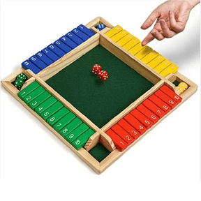 Shut The Box Dice Game for 2-4 Players, Family Wooden Board Table Math Games