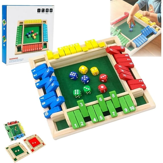 Shut The Box Game, Shut The Box Game Wooden Board for 4 Players, Drinking Game Party Board Game Gift for Friends or Family (Colorful)