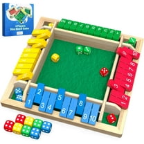 Shut The Box-Wooden Dice Board Game, 4 Player Board with 8 Dice, Classic Funny Family Math Game for Home, Classroom, Parties & Games Night