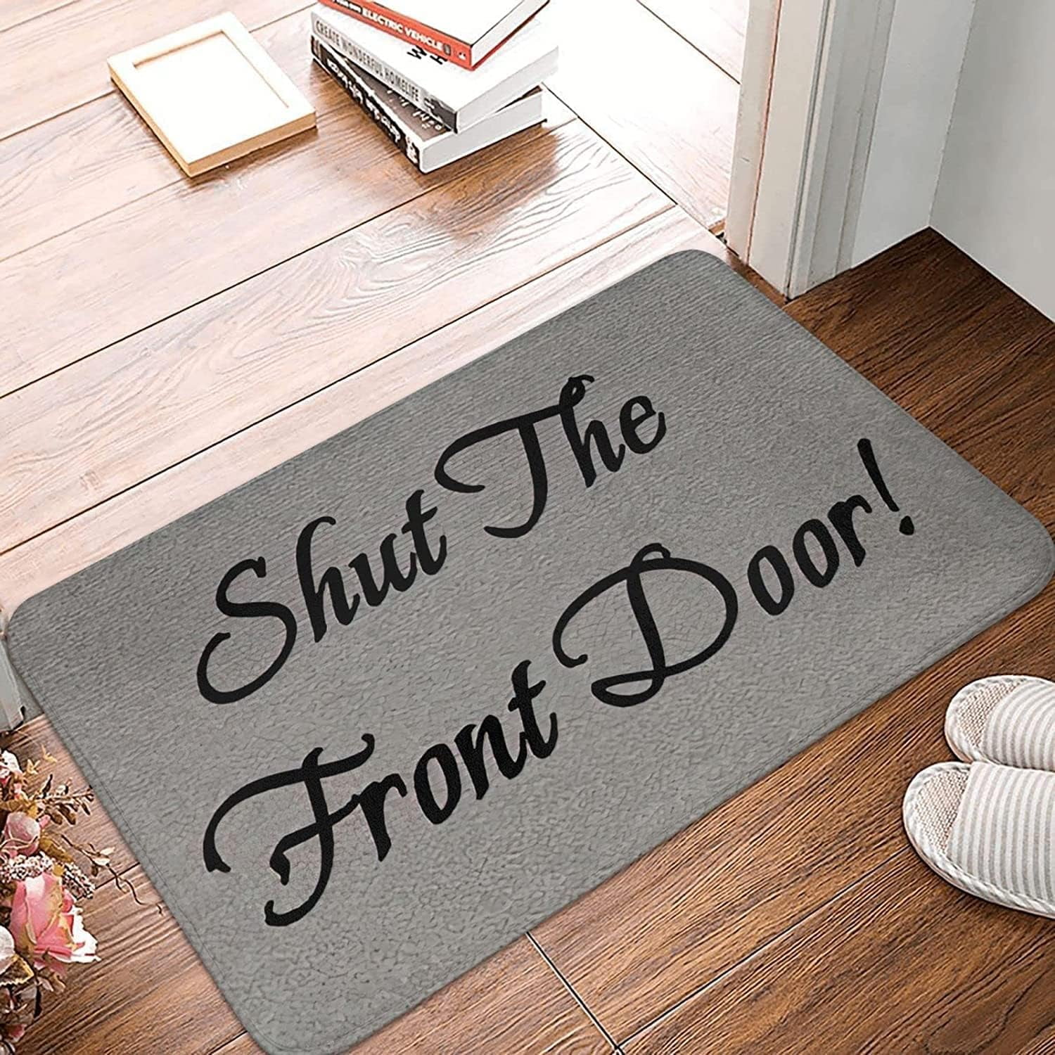 Shut The Front Door Non Slip Backed Entryway Rugs for Indoor Entrance