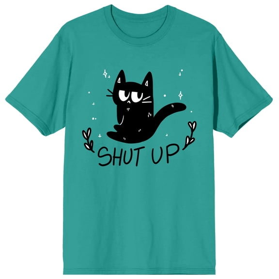 Shut Up Moody Black Cat Men's Blue Fog T-Shirt-Large