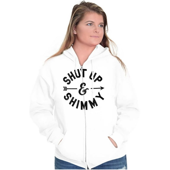 Shut Up and Shimmy Dancer Dancing Womens Plus Size Graphic Zipper Hoodie Brisco Brands 2X