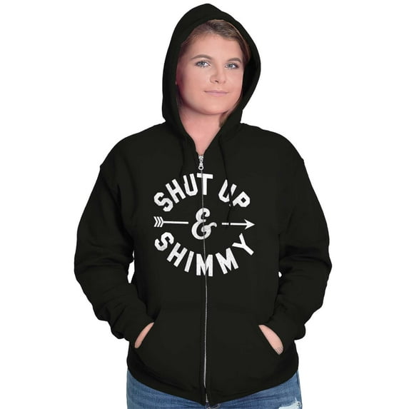 Shut Up and Shimmy Dancer Dancing Womens Plus Size Graphic Zipper Hoodie Brisco Brands 2X