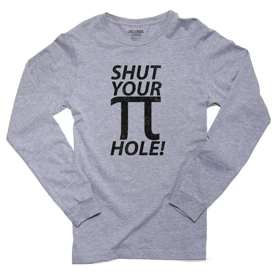 Shut Your Pi Hole! - Hilarious Math Science Pi Day Men's Long Sleeve Grey T-Shirt