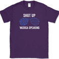thumbnail image 1 of Shut up America Speaking T-Shirt Funny 4th of July USA Patriot Pride Flag Tee - Purple, XL, 1 of 1