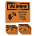 thumbnail image 1 of Shutdown Machine Before Cleaning With Symbol OSHA WARNING Rigid Plastic Sign 18 Inch x 12 Inch - 10 Pack, 1 of 8